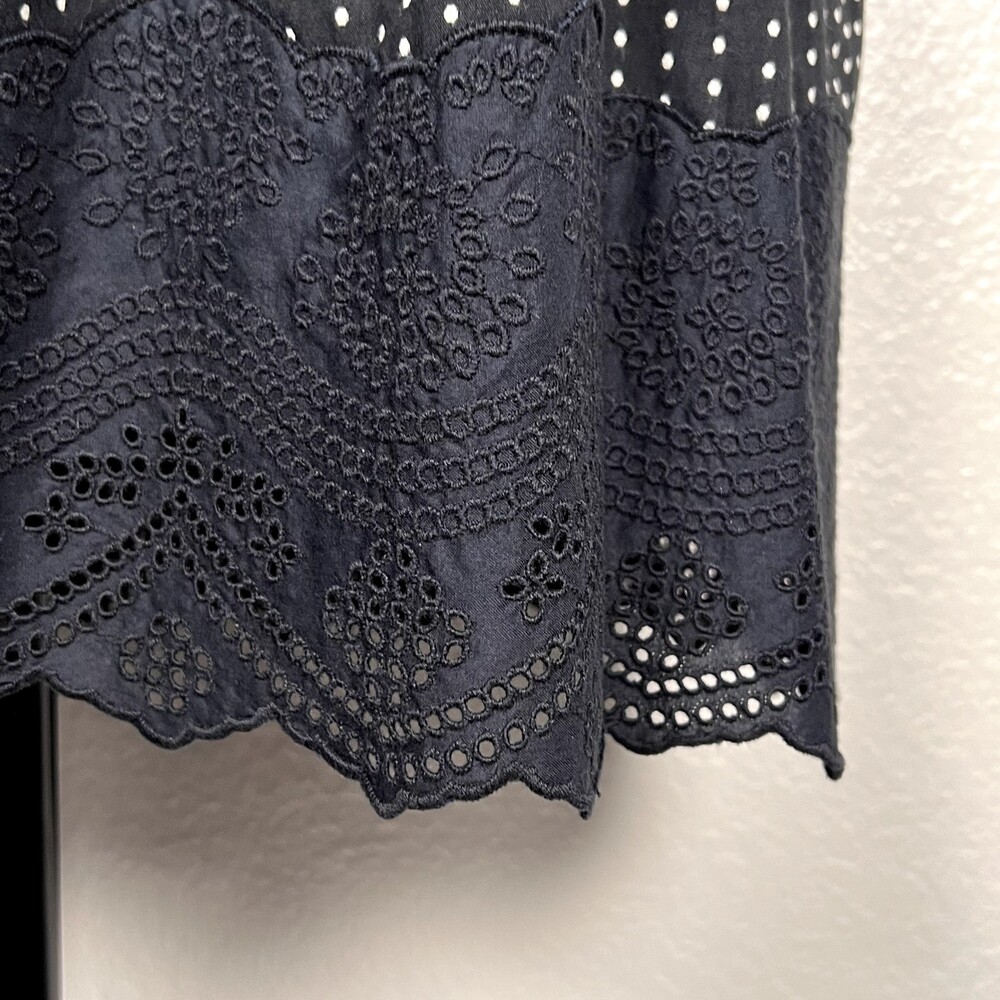 Ann Taylor Sz 2P Polka Dot Lace Skirt Lined Black White 100% Cotton Side Zipper - Picture 3 of 12